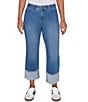 Ruby Rd. Petite Size Ultra-Soft Denim Rolled Hem Wide Leg Jeans, Color:Light Indigo - Image 1