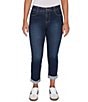 Ruby Rd. Petite Size Ultra-Soft Rolled Hem Girlfriend Jeans, Color:Dark Indigo - Image 1