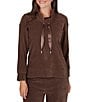 Ruby Rd. Petite Size Velveteen Cowl Neck Long Sleeve Coordinating Pullover - Image 4