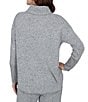 Ruby Rd. Petite Size Waffle Knit Drawstring Draped Cowl Neck Long Sleeve Top - Image 5