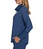 Ruby Rd. Petite Size Waffle Knit Drawstring Draped Cowl Neck Long Sleeve Top - Image 3
