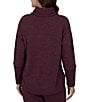 Ruby Rd. Petite Size Waffle Knit Drawstring Draped Cowl Neck Long Sleeve Top - Image 5