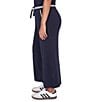 Ruby Rd. Petite Size Wide-Leg Contrast Striped Trim Pull-On Sweater Pants, Color:Navy - Image 3