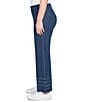 Ruby Rd. Petite Size Wide Leg Fringe Tiered Hem Pull-On Denim Ankle Jeans, Color:Dark Indigo - Image 3