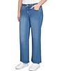 Ruby Rd. Petite Size Wide-Leg Pull-On Denim Jeans, Color:Light Indigo - Image 4