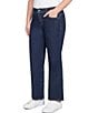 Ruby Rd. Petite Size Wide-Leg Pull-On Denim Jeans, Color:Dark Indigo - Image 4