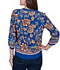 Ruby Rd. Petite Size Woven Floral Vines V-Neck 3/4 Sleeve Top - Image 2