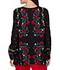 Ruby Rd. Petite Size Woven Matte Floral Band Collar Long Sleeve Button Front Shirt - Image 2