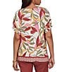Ruby Rd. Petite Size Woven Sedona Scoop Neck Short Elasticated Sleeve Top - Image 2