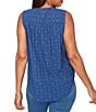 Ruby Rd. Petite Size Woven Split V-Neck Sleeveless Button Tie-Front Eyelet Top - Image 2