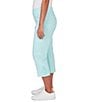 Color:Clear Blue - Image 3 - Petite Size Wrinkle Resistance Stretch Denim Side Hem Detail Capri Pants