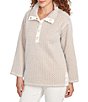 Ruby Rd. Petite Size ZIG-Zag High Mock Neck Long Sleeve Knit Top, Color:Biscotti/Ivory Combo - Image 1