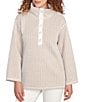 Ruby Rd. Petite Size ZIG-Zag High Mock Neck Long Sleeve Knit Top, Color:Biscotti/Ivory Combo - Image 4