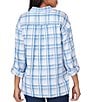 Color:Atlantic Multi - Image 2 - Plaid Crepe Roll-Tab Sleeve Patch Pocket Button-Front Shirt Jacket