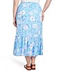Color:Blue Bell Multi - Image 2 - Plus Allover Floral Print Metallic Stripe Pull-On Tiered Hem Maxi Skirt