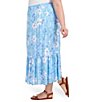 Color:Blue Bell Multi - Image 3 - Plus Allover Floral Print Metallic Stripe Pull-On Tiered Hem Maxi Skirt