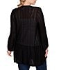 Ruby Rd. Plus Cozy Ribbed 3/4 Sleeve Open-Front Cardigan, Color:Black - Image 2
