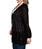 Ruby Rd. Plus Cozy Ribbed 3/4 Sleeve Open-Front Cardigan, Color:Black - Image 3
