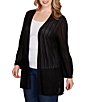 Ruby Rd. Plus Cozy Ribbed 3/4 Sleeve Open-Front Cardigan, Color:Black - Image 4