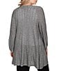 Ruby Rd. Plus Cozy Ribbed Ivory Black Multi 3/4 Sleeve Open-Front Cardigan, Color:Ivory/Black Multi - Image 2
