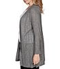 Ruby Rd. Plus Cozy Ribbed Ivory Black Multi 3/4 Sleeve Open-Front Cardigan, Color:Ivory/Black Multi - Image 3