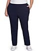 Color:Navy - Image 3 - Plus Size French Terry Elastic Waist Pull-On Pants