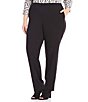 Color:Black - Image 1 - Plus Size French Terry Elastic Waist Pull-On Pants