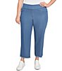 Ruby Rd. Plus Size Tencel™ Lyocell Frayed Hem Pull-On Ankle Pants, Color:Medium Blue - Image 1