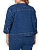 Ruby Rd. Plus Size Allover Grommet Accents 3/4 Sleeve Extra Stretch Denim Jacket - Image 2