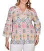 Ruby Rd. Plus Size Allover Medallion Lace Inset Knit Top - Image 1