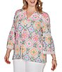 Ruby Rd. Plus Size Allover Medallion Lace Inset Knit Top - Image 4