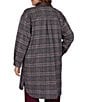 Ruby Rd. Plus Size Basket Weave Brushed Plaid Faux Leather Collar Long Sleeve Button Front Jacket - Image 2
