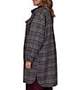 Ruby Rd. Plus Size Basket Weave Brushed Plaid Faux Leather Collar Long Sleeve Button Front Jacket - Image 4