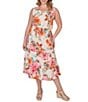 Ruby Rd. Plus Size Bold Floral V-Neck Sleeveless Tiered A-Line Midi Pull-On Dress - Image 1