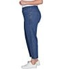 Ruby Rd. Plus Size Braid Outer Leg Straight Leg Ankle Pull-On Jeans, Color:Dark Indigo - Image 3