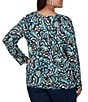 Ruby Rd. Plus Size Brushed Knit Painterly Flourishes Round Neck Long Sleeve Top - Image 2
