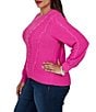 Ruby Rd. Plus Size Cable Knit Boucle Crew Neck Long Sleeve Sweater - Image 3