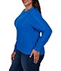 Ruby Rd. Plus Size Cable Knit Boucle Crew Neck Long Sleeve Sweater - Image 6