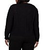 Ruby Rd. Plus Size Cable Knit Crystal Heart Scalloped Crew Neck Long Sleeve Button Front Cardigan - Image 2