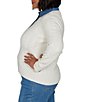 Ruby Rd. Plus Size Cable Knit Denim Point Collar Long Sleeve Sweater - Image 4