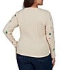Ruby Rd. Plus Size Cable Knit Embroidered Christmas Motif Crew Neck Long Sleeve Sweater - Image 2