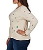 Ruby Rd. Plus Size Cable Knit Embroidered Christmas Motif Crew Neck Long Sleeve Sweater - Image 3