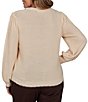 Ruby Rd. Plus Size Cable Knit Faux Leather Trim Scoop Neck Long Sleeve Sweater - Image 2