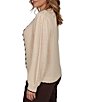 Ruby Rd. Plus Size Cable Knit Faux Leather Trim Scoop Neck Long Sleeve Sweater - Image 3