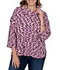 Ruby Rd. Plus Size Chenille Knit Space Dye Draped 3/4 Sleeve Sweater - Image 1