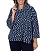 Ruby Rd. Plus Size Chenille Knit Space Dye Draped 3/4 Sleeve Sweater - Image 4