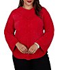 Ruby Rd. Plus Size Chenille Shimmer Knit V-Neck Long Sleeve Sweater - Image 1