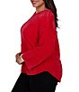 Ruby Rd. Plus Size Chenille Shimmer Knit V-Neck Long Sleeve Sweater - Image 3