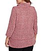 Ruby Rd. Plus Size Chenille Space-Dye Cowl Neck 3/4 Sleeve Top, Color:Cherry Multi - Image 2