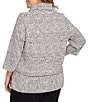 Ruby Rd. Plus Size Chenille Space-Dye Cowl Neck 3/4 Sleeve Top, Color:Black Multi - Image 2